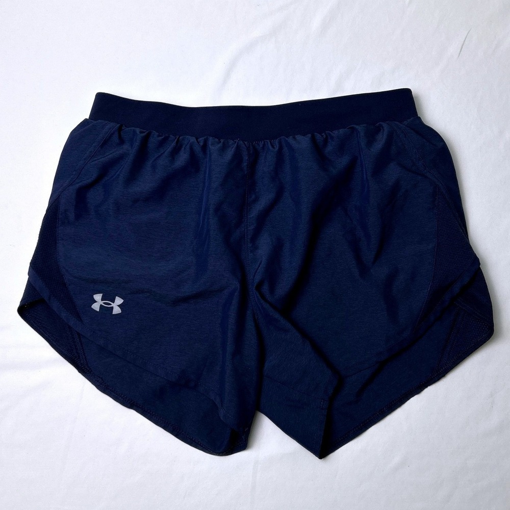 Under Armour Womens HeatGear Loose Fit Running Shorts Small Navy Blue